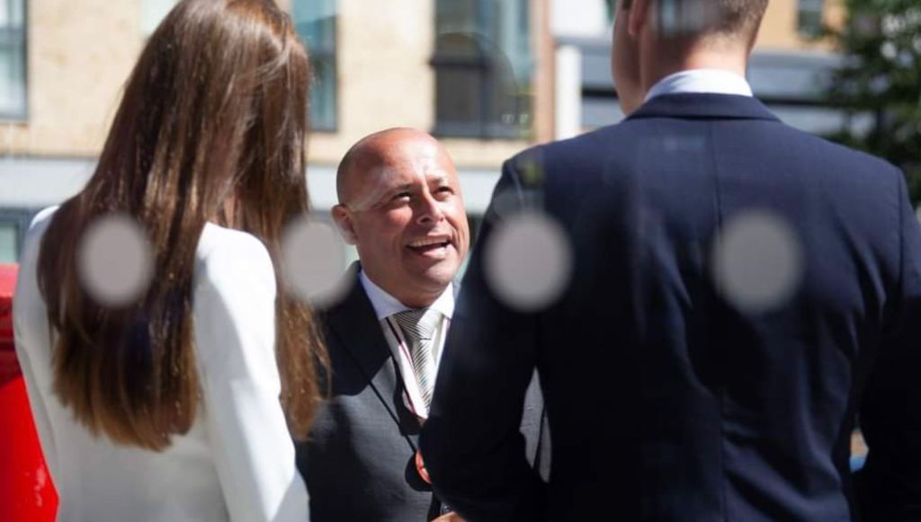 CHristopher Wellbelove DL speaking to the Duke and Duchess of Cambridge